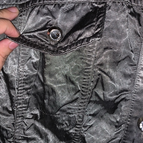 Size 14 Silver Shiny Button-Down Jacket - Picture 4 of 7